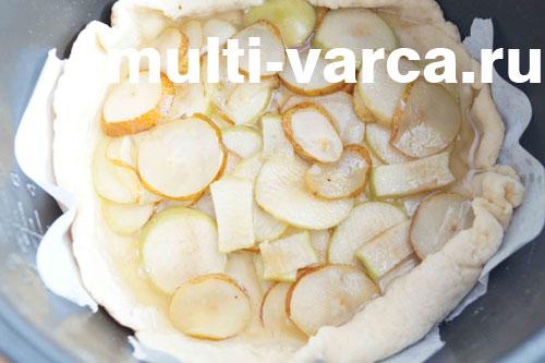 Пирог с карамелизированными яблоками в мультиварке. Рассыпчатый пирог с карамелизированными грушами и яблоками в мультиварке 05