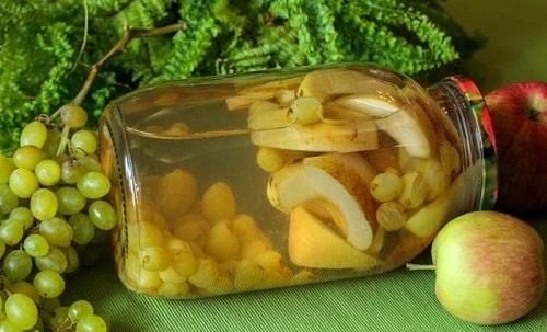 Компот из зеленого винограда и яблок на зиму. Компот из винограда и яблок на зиму — простые рецепты на 3 литровую банку